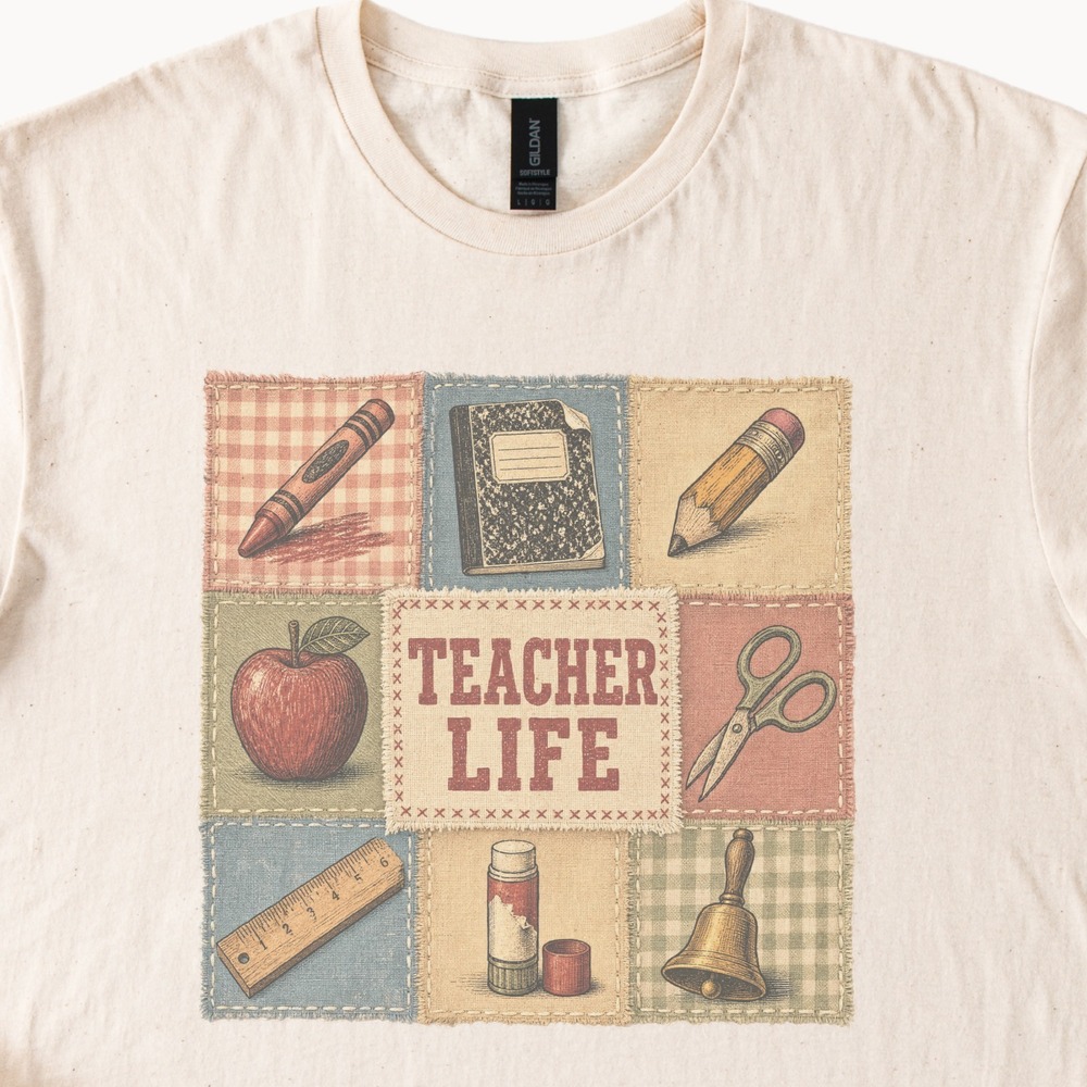 Teacher Life Quilt Patch Tee